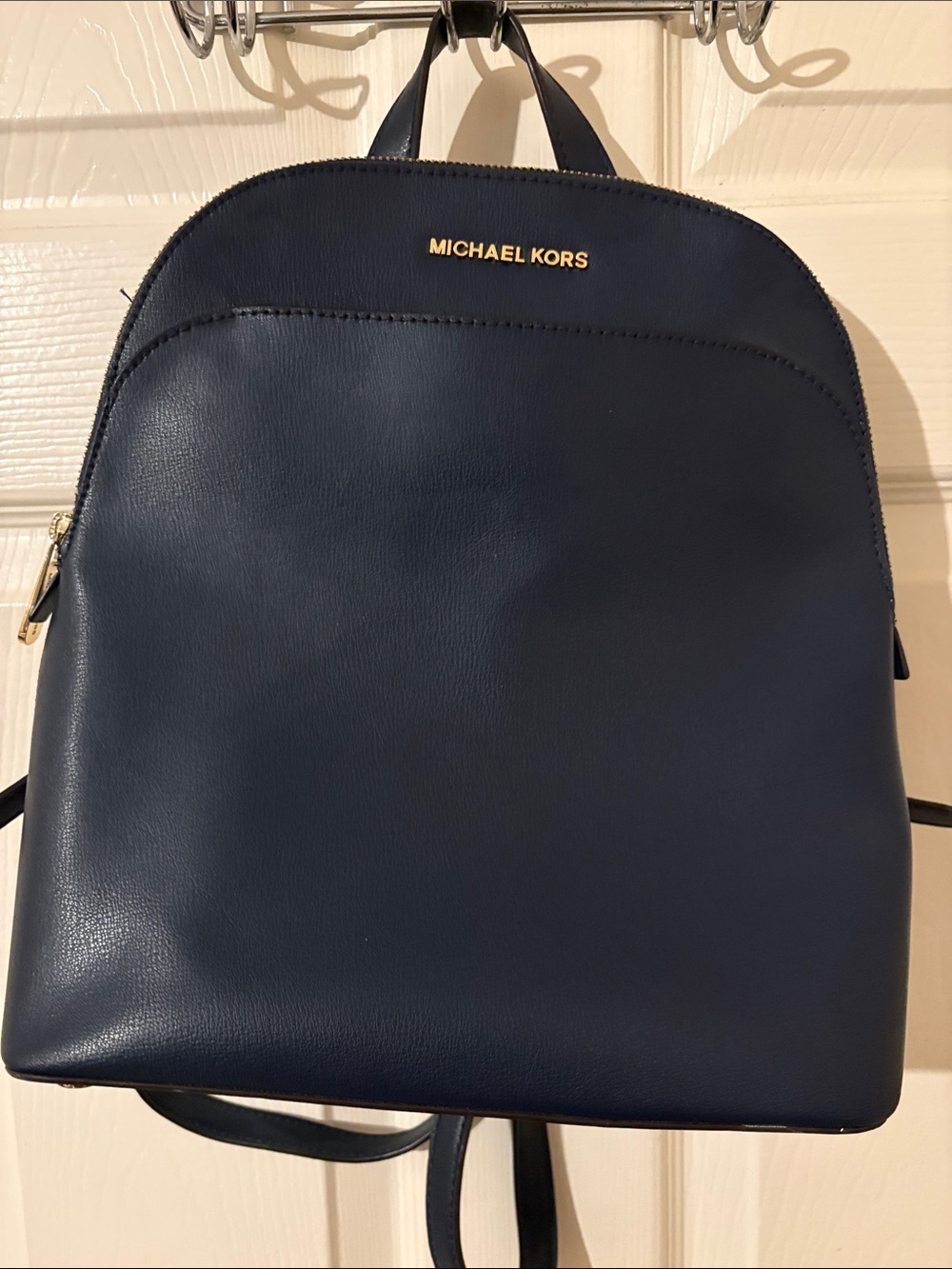 Michael Kors Navy Compact Leather Backpack with Gold Detail. Great shape. - Picture 2 of 6